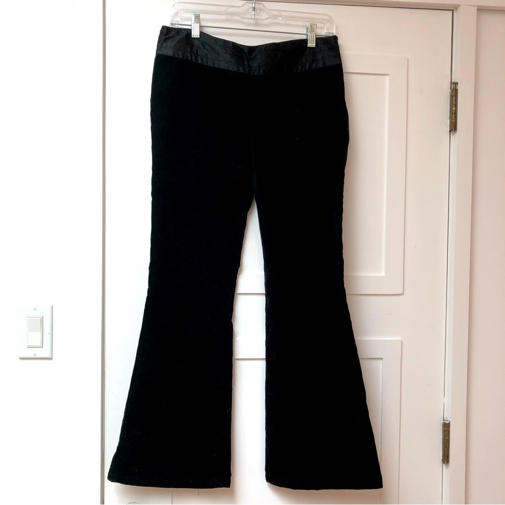 Jennifer Lopez JLo black cotton velvet stretch pant satin waist details 7 - Picture 1 of 7